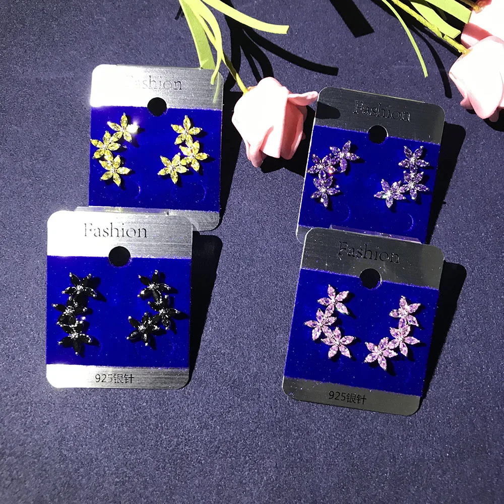 Женские серьги гвоздики серебряного цвета с кристаллами|cz stud earrings|crystal earringsstud