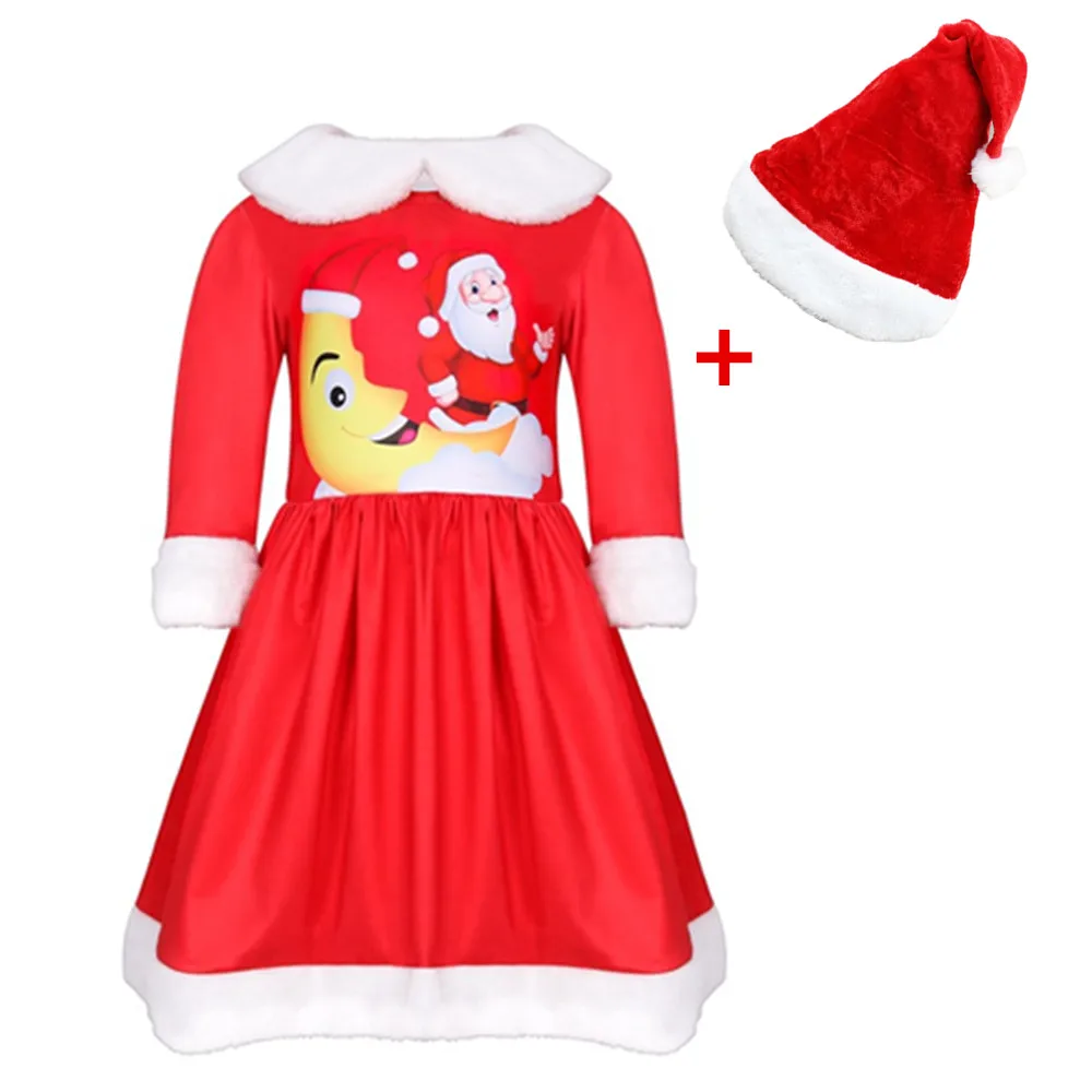 Платье Санта Клауса Новый рождественский костюм Санты для девочек новогодняя