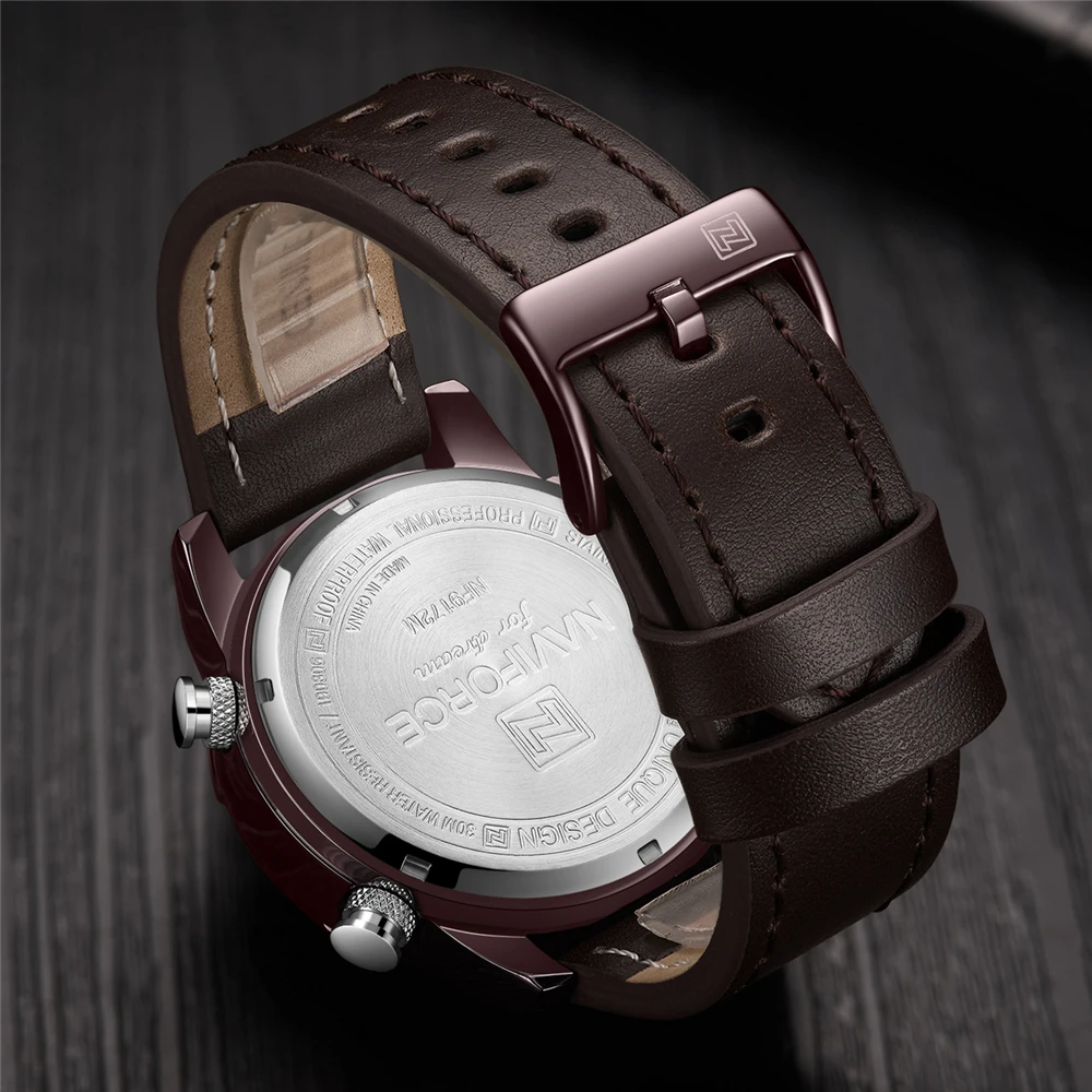 NAVIFORCE Luxury Brand Watches Men Quartz Men's Fashion Auto Date LED Dual Display Wristwach Drop Shipping Reloj Hombre | Наручные