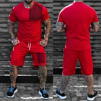 summer casual sports men muscle fitness exercise t shirt suit mens short sleeved suit two pieces tracksuit set sportswear male