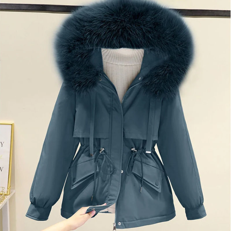 Женская зимняя куртка на хлопковом наполнителе с большим мехом | одежда