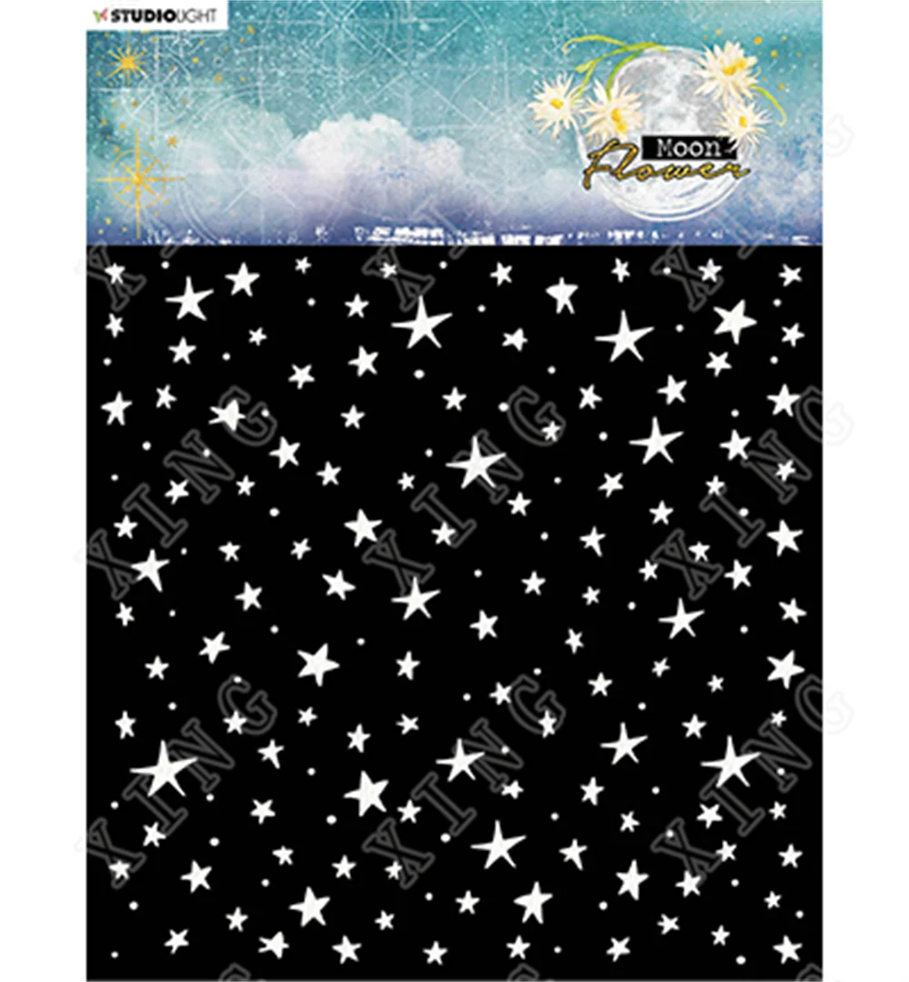 

New 2022 Moon Flower Collection Stars Background Layering Stencils Diy Scrapbooking Coloring Paper Crafts Kids Fun Drawing Molds