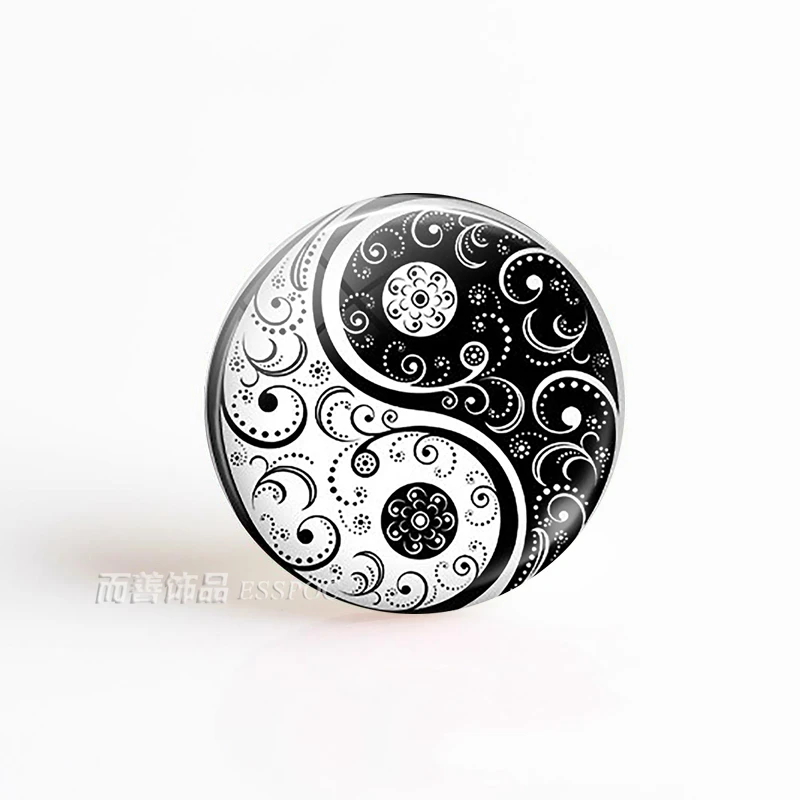 5 шт./лот стеклянные кабошоны Yin Yang Tai Chi 25 мм круглые бусины для самостоятельного