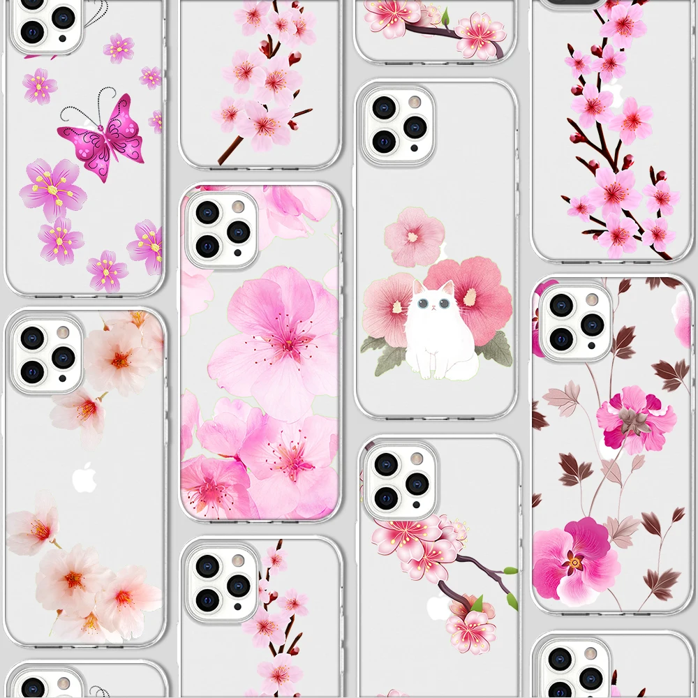 

ciciber Funda Case for Iphone 13 Case for IPhone 12 13 11 Pro XR 7 X XS MAX 8 6 6S Plus 5 SE 2020 Silicone Girls Flower Pink