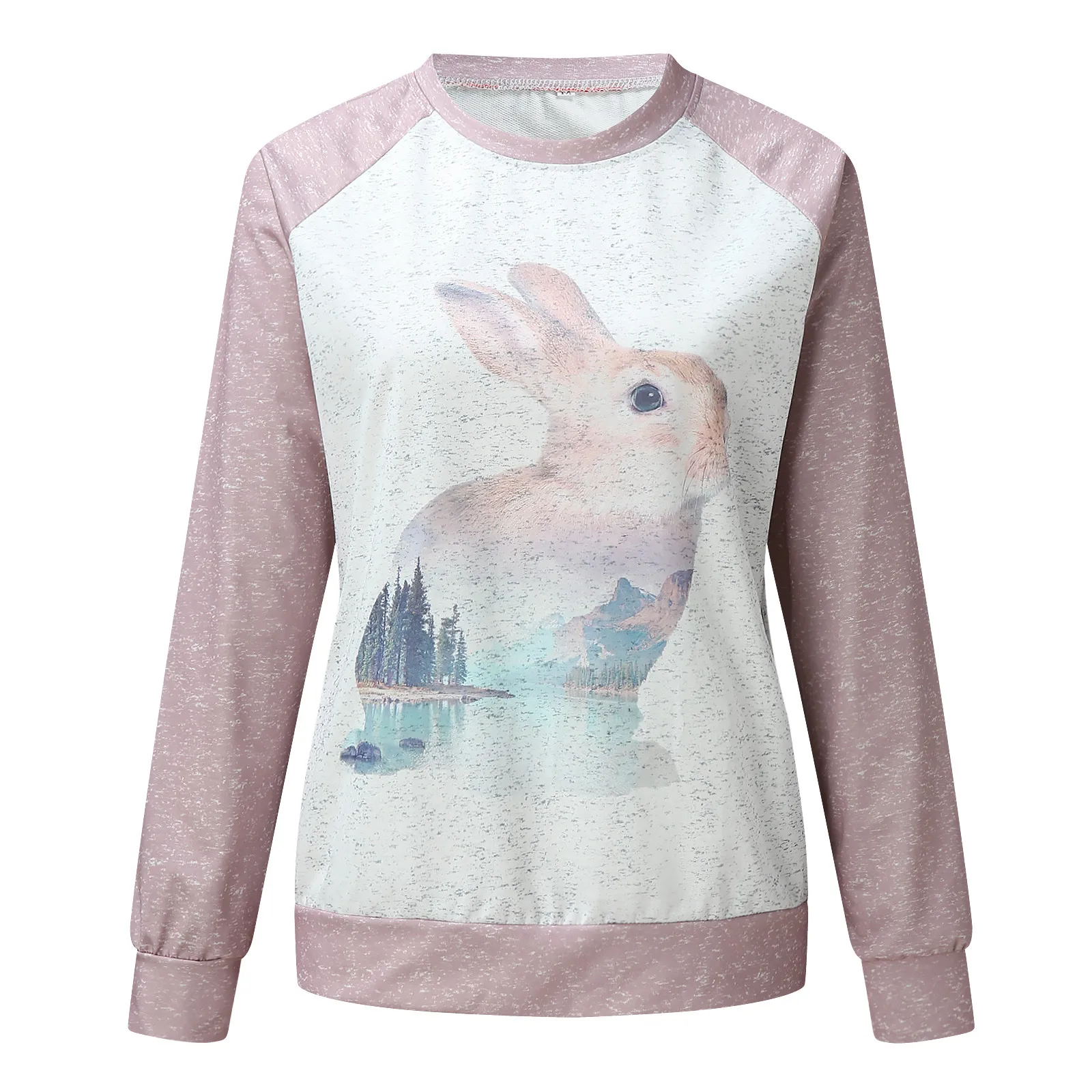 57# Autumn Winter Tops Boho Style Women's Casual Animal Print Sweatshirts Thermal Crewneck Long Sleeve Pullovers Loose Top