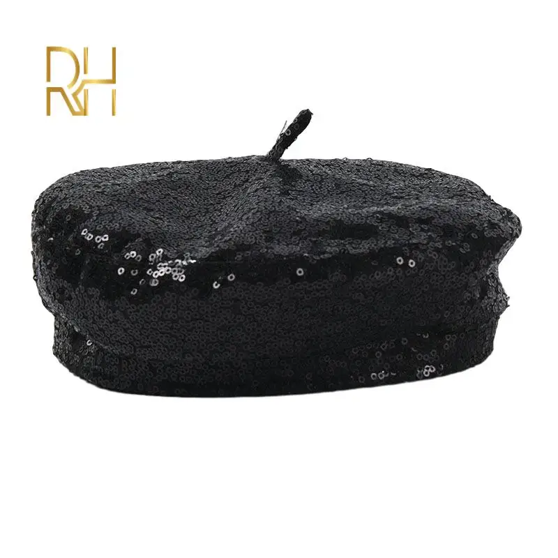Новинка женская модная шляпа береты с блестками головной убор шапка и украшением