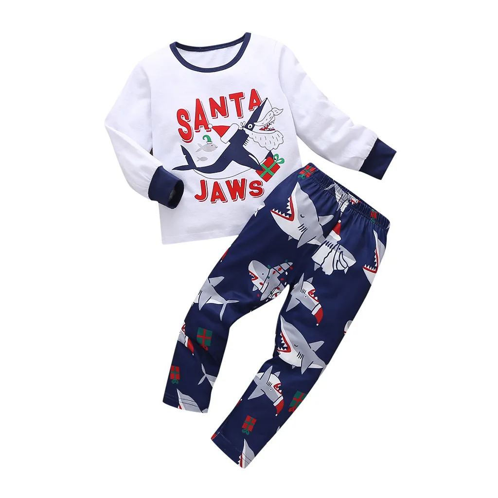 Рождественская Пижама детская одежда для маленьких девочек и мальчиков зимняя с
