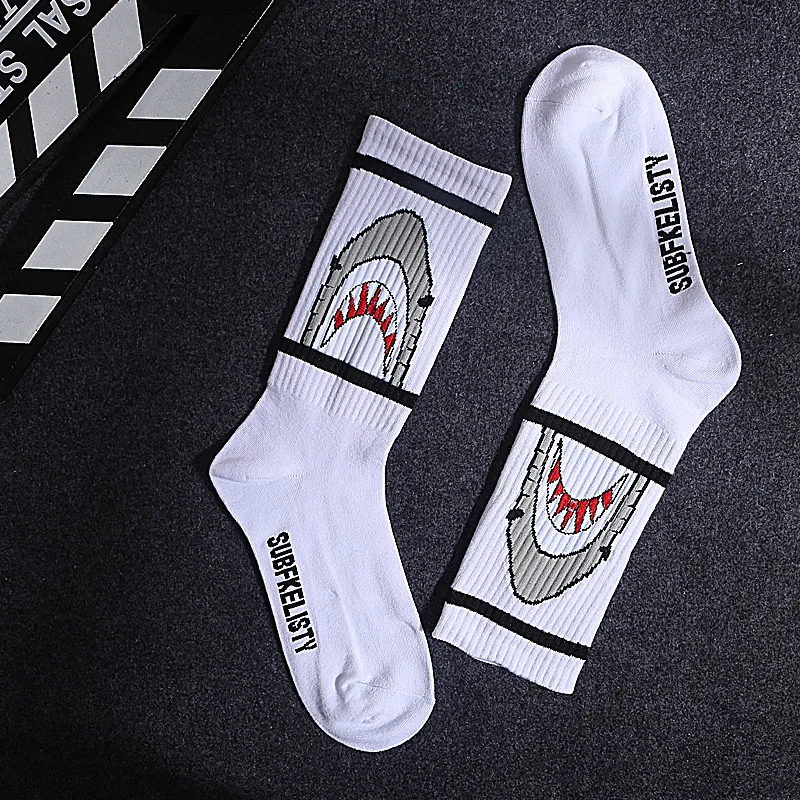 Hot Sale Popular Fashion Women Black White Letters Leaves Hip Hop Simple Long Street Skateboard Spring Autumn Socks For Girls
