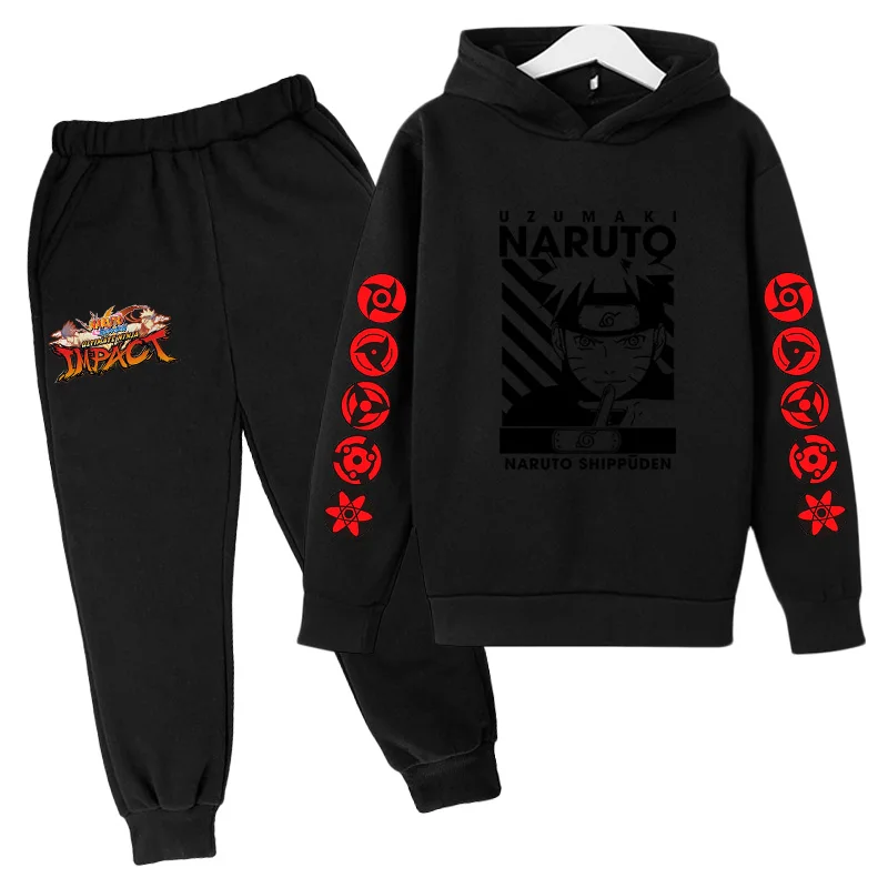

Narutoes Boy's Sets Hoodies+Pants Autumn Winter Hooded Sweatshirt Sweatpants Fashion Slim Fit Girls Set akatsuki sasuke kakashi