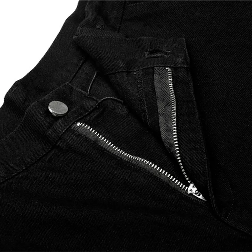 2021 Dark Streetwear Heart Patch Embroidery Cotton Men Straight Jeans Trousers Hip Hop Black Denim Pants Elegant Vetement Homme