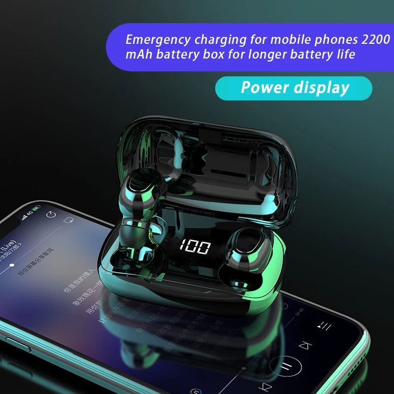 

TWS Bluetooth Earphones 500mAh Charging Box Wireless Headphones 9D Stereo Sports Waterproof Earbuds Headsets With Microphone