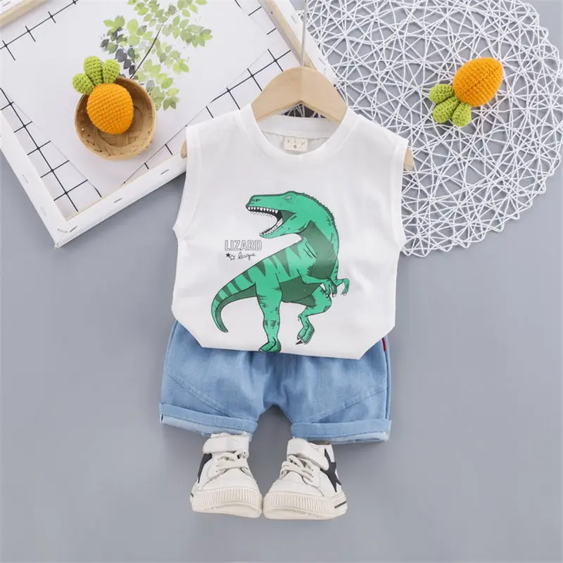 2 шт./компл. детский хлопковый топ с динозавром для мальчиков и девочек|Комплекты