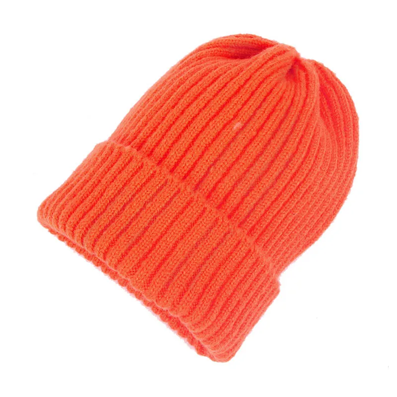 Color16-Orange Осень, зимняя женская шапка бини, мужская шапка бини для дам, женская вязаная шапка, розовая, черная, красная, в стиле хип-хоп, gorros mujer invierno - Цвет: Color16-Orange