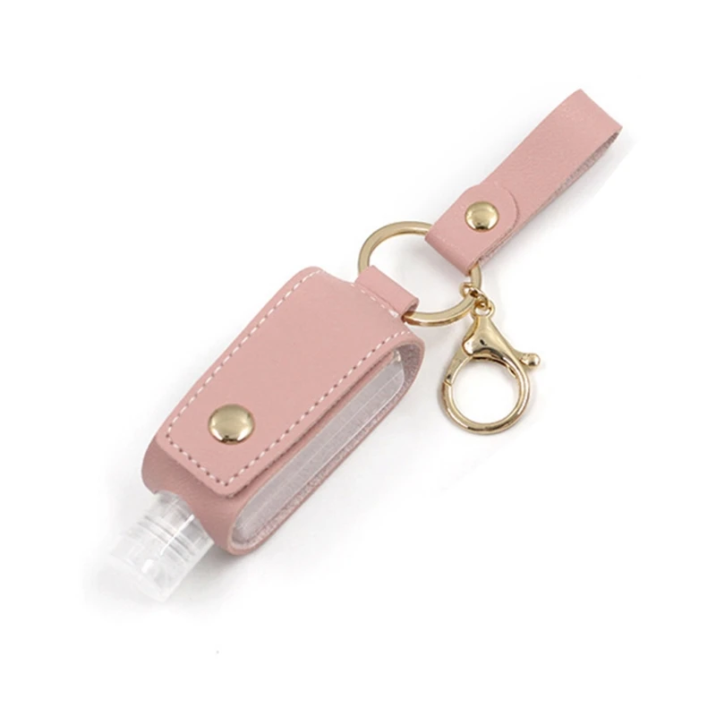 

Portable Empty Travel Bottle Set PU Leather Pouch Holder Keychain Small Squeeze Bottles Refillable Containers