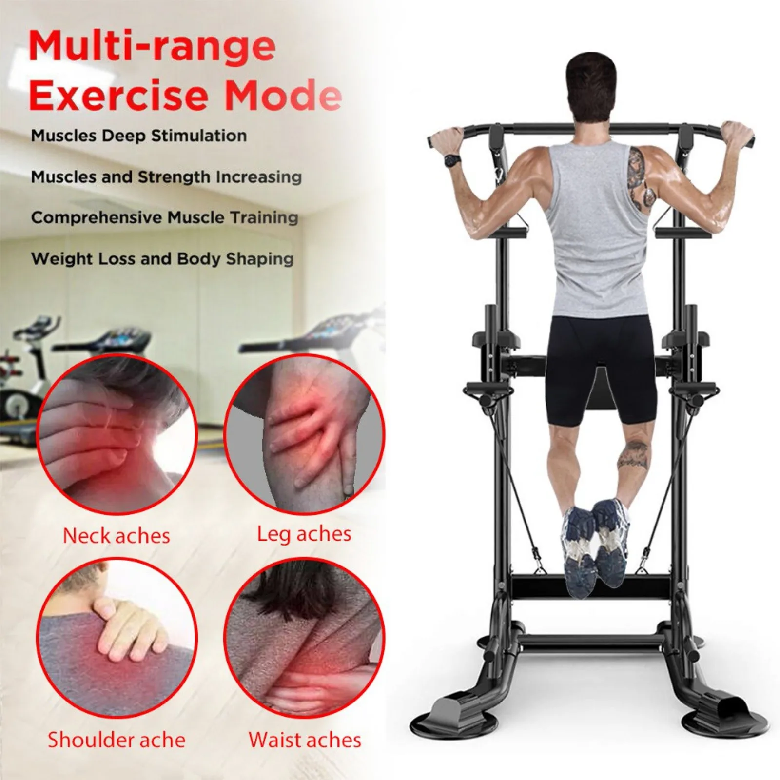 

Dip Station Power Tower Core Strength Training Workout Equipment, Dip Stand Chin Up Bar Core Fitness Equipment for Strong Muscle