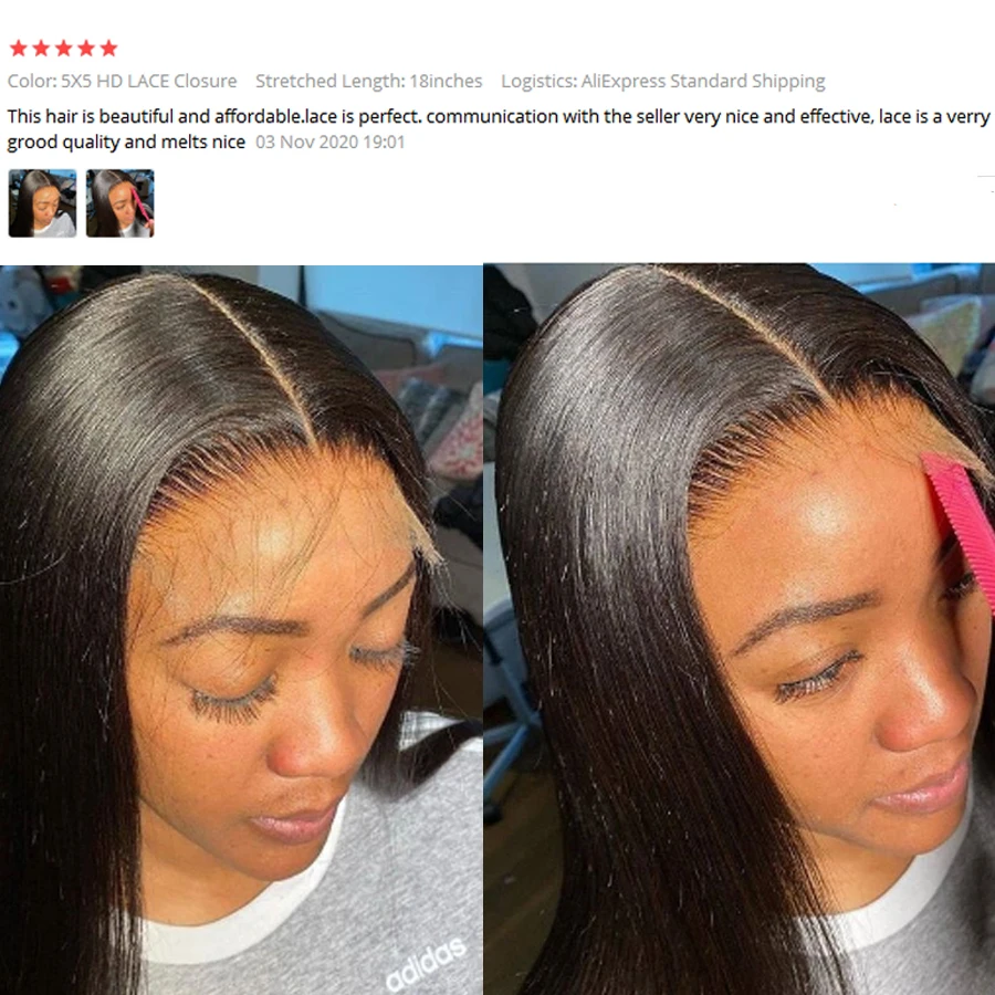 5x5 HD кружевная застежка отбеленные узлы бразильское искусственное кружево