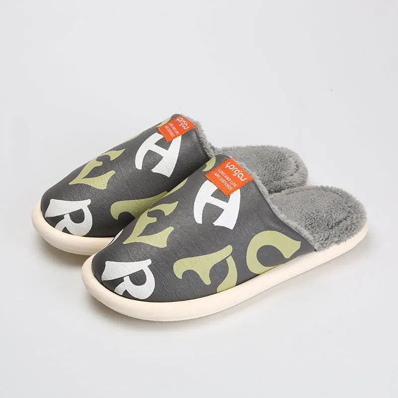 Женские меховые тапочки модные теплые Нескользящие водонепроницаемые с