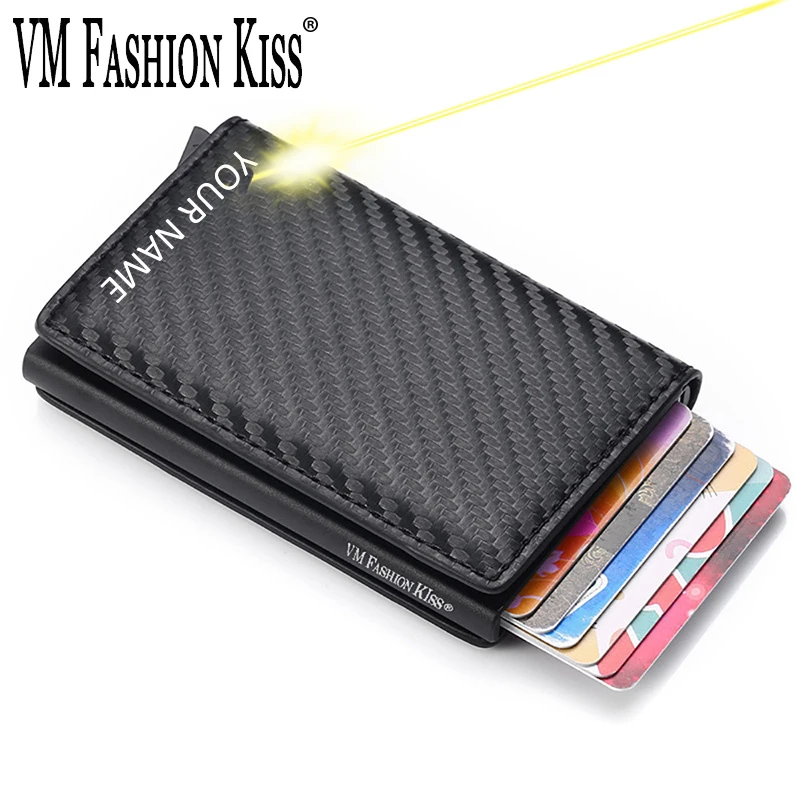 Мужской бумажник с надписью блокирующий телефон Алюминиевый автоматический для