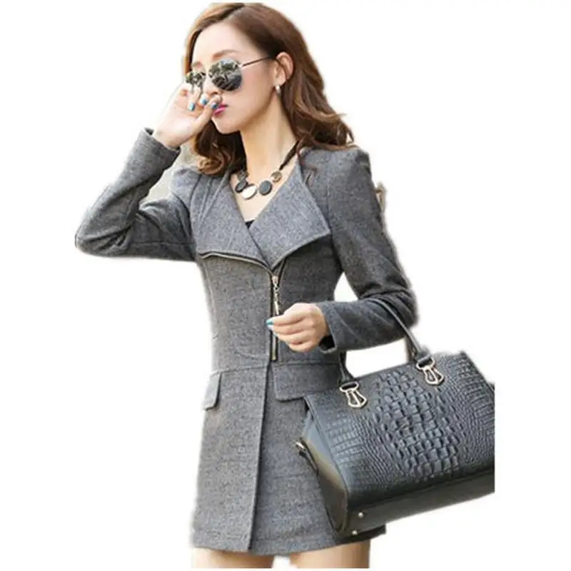 

and winter Autumn new cashmere woolen coat European and American big brand medium and long slim woolen coat large women's dress