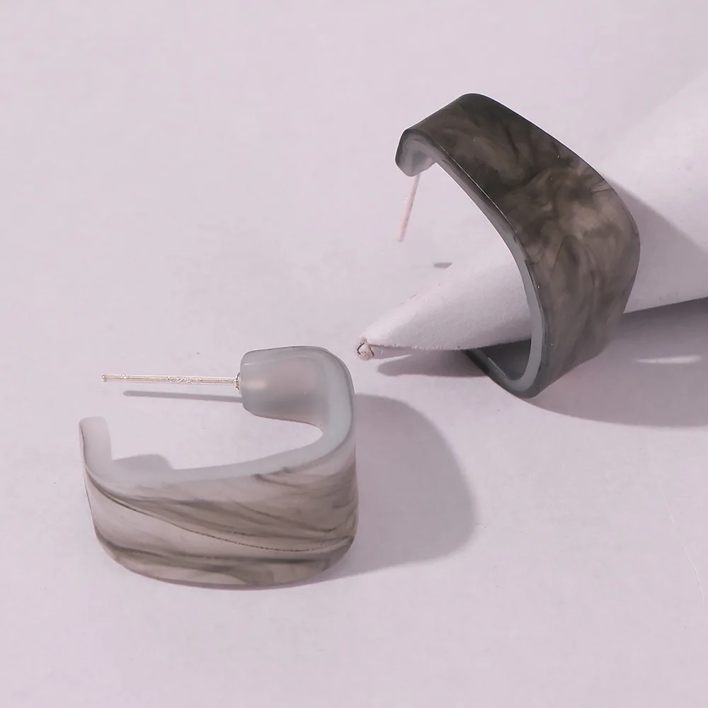 

Geometric Earrings for Women Acrylic C Circle Bohemia Stud Earrings Statemnet Vintage Marble Stripes Earrings Jewelry