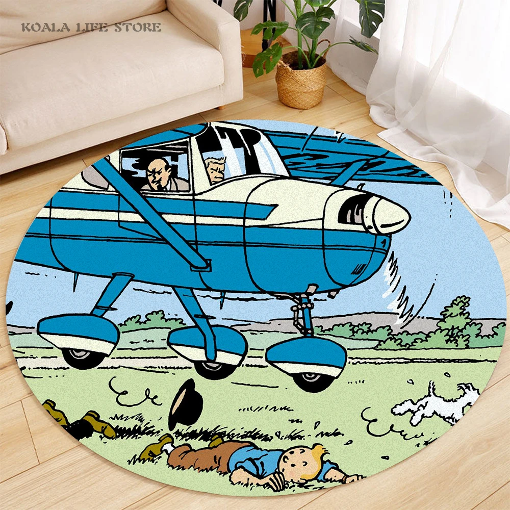 

Les Aventures De Tintin Et Milou Round Floor Mat 3D Printed The Adventure Of TinTin Floor Carpets Home Textile Floor Rug Decor