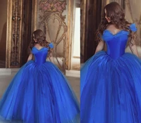 hot sale cinderella dresses royal blue quinceanera prom gowns elegant off the shoulder sweet 16 tulle puffy ball gowns weddings