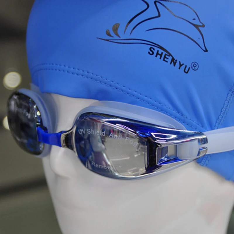 

Adult Swimming Glasses Waterproof Cap Ear Protection Large Silicone Diving Cap Swim Pool Cap Anti-fog Glasses Eyewear