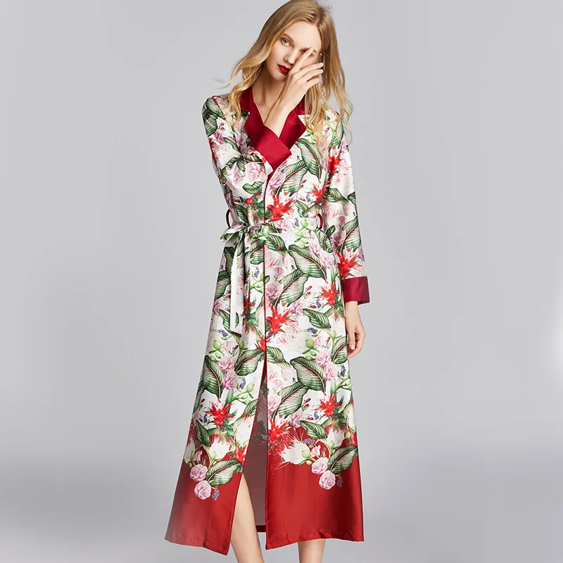 Создание 101 пижамы женские шелковые кимоно с принтом ночная рубашка тонкий