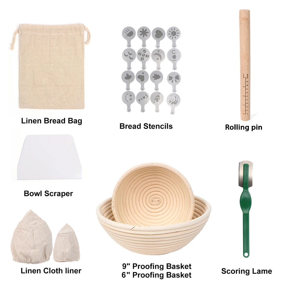 

Bread Proofing Baskets Round Rattan Bread Fermentation Basket 2pcs Banneton Proof Basket for Bread and Dough