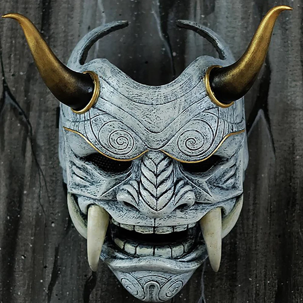 Маска самурая красная Prajna маска Cospiay Noh японская латексная гримаса Fangs смешные