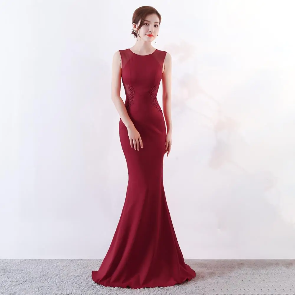 Beauty Emily атласные вечерние платья без рукавов с круглым вырезом Длинные русалки