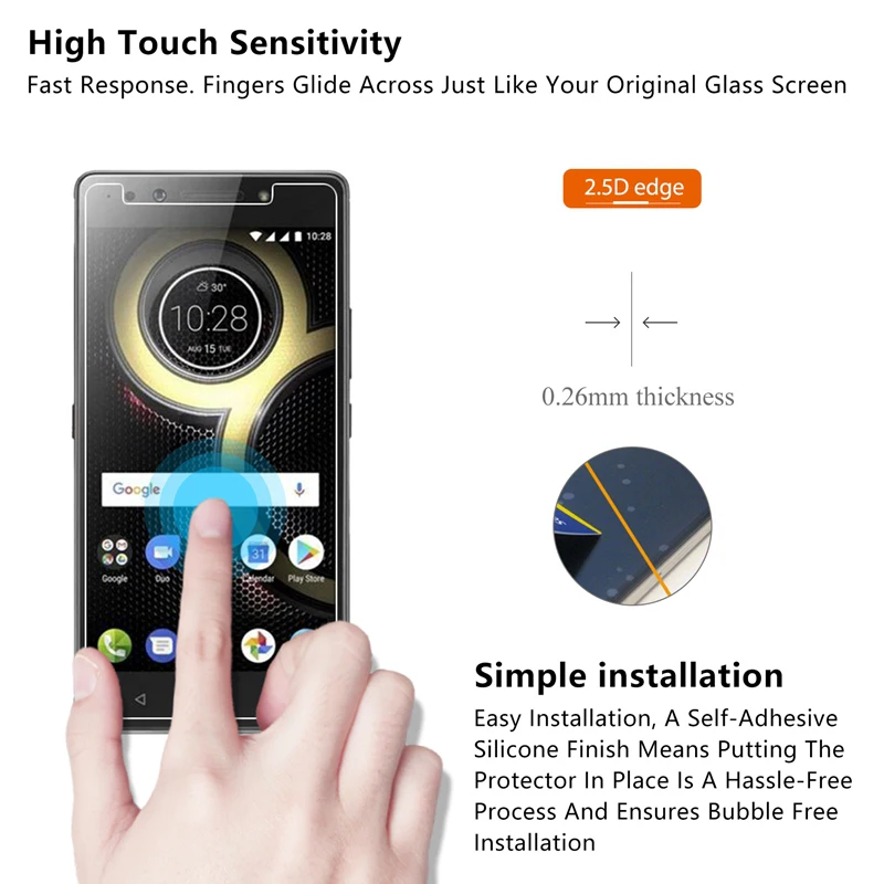Стекло для экрана Lenovo K6 Note K8 Plus закаленное стекло Power K9 на Zuk Z2 Pro Z1 Edge|Защитные