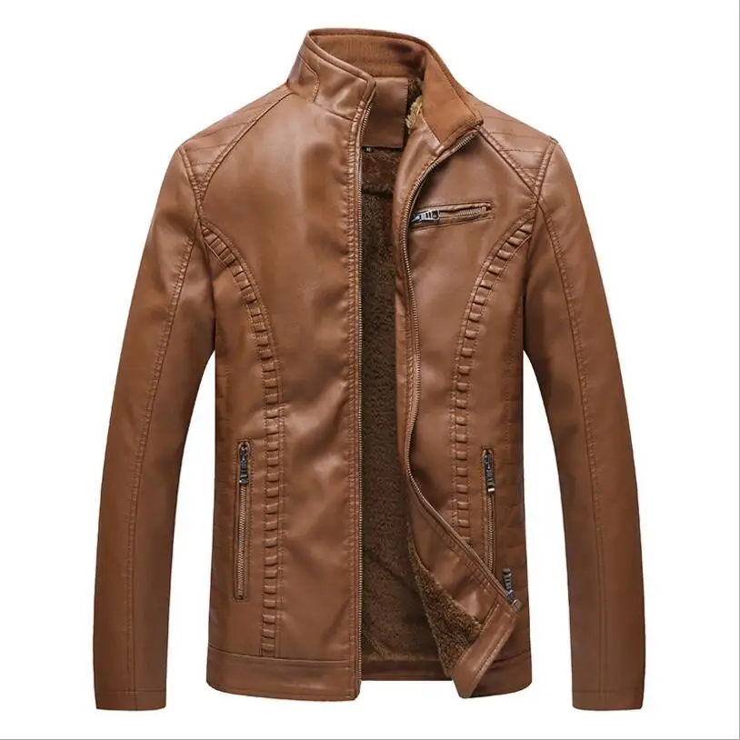 

Men Winter Warm Leather Jackets and Coats Good Quality Men PU Leather Warm Coats New Male Stand Collar Large Size Casual Jackets