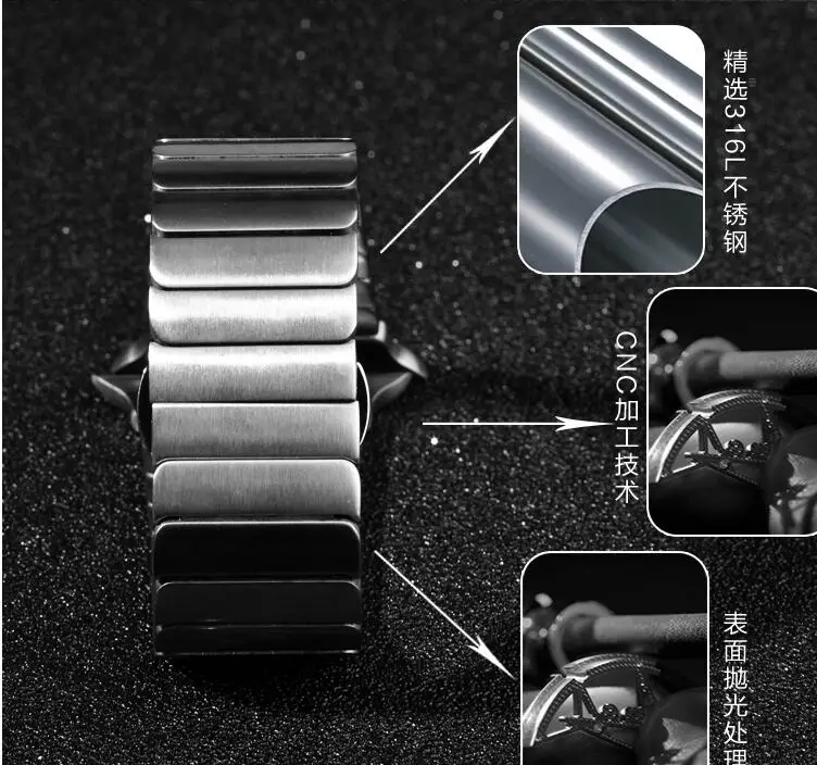 

316L metal butterfly bukle strap For Apple watch SE band 40/44mm stainless steel bracelet for iwatch 38/42mm Series 6/5/4/3/2/1