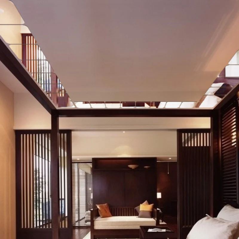 Творческая мебель DIY 6 шт. Квадратное зеркало Tile тупой угол настенные наклейки 3D декаль мозаика домашнего декора на.