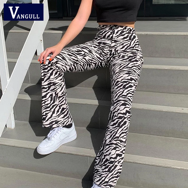 

Vangull Zebra Animal Print Elegant Pants Capris Harajuku High Waist Trousers Ladies Casual Office Pants Women Streetwear 2020