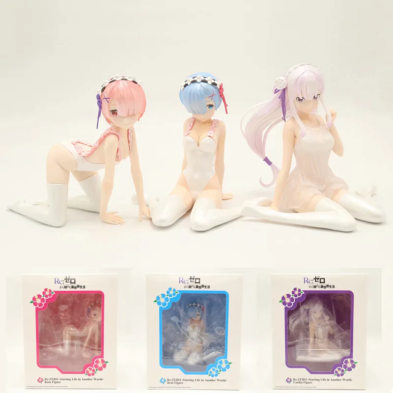 

Anime Re:life In A Different World From Zero Rem Ram Pajamas Girl Sitting Prone Posture Pvc Action Figure Model Toy Decorations