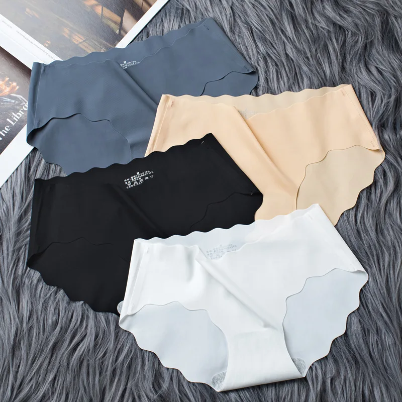 

Women's Seamless Panties Slip Silk Underwear Woman Ruffle Female Underpants Lady Briefs Girls Smooth Solid Panty