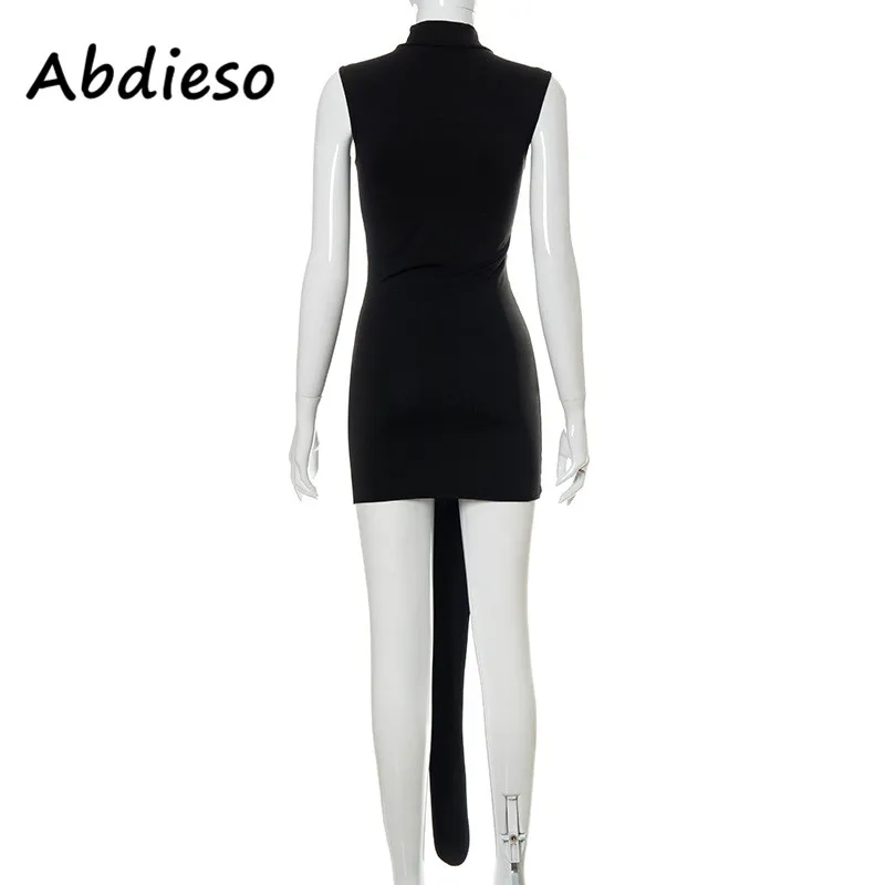 

Abdieso Black Sleeveless Y2K Mini Bodycon Dress Women Fashion Streetwear 2021 Off Shoulder Summer Dress Sexy Party Club Outfits