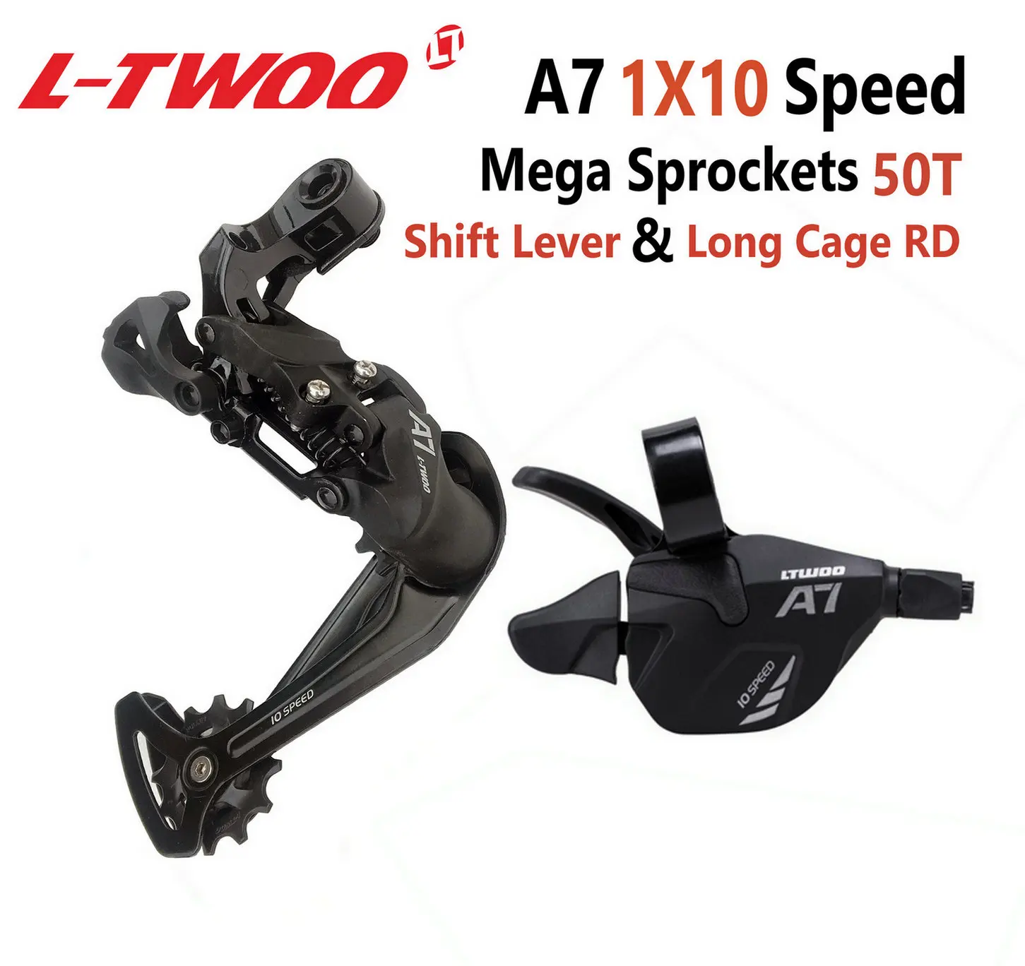 Shift RD Long Cage LTWOO велосипед A7 1x10 группа набор триггерный переключатель передач рычаг+ задний переключатель для MTB велосипеда 10-скоростные кассетные звездочки 42T 46T 50T - Цвет: Shift RD Long Cage