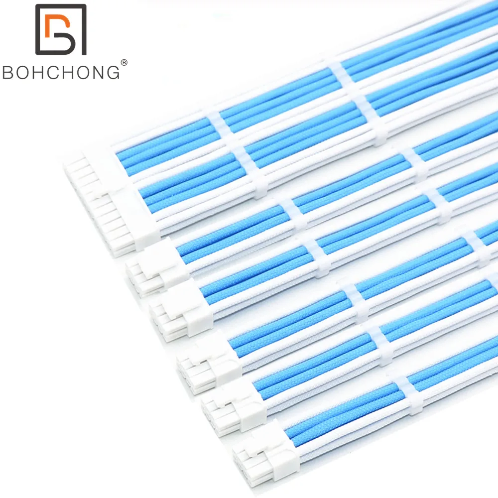 Комплект удлинителей для ЦП 4 мм, 24 контакта, ATX, 2 шт., 8 контактов, 4 + 4 контакта, 3 шт., GPU, 8 контактов, 6 + 2 контактов, Удлинительный кабель питания PCI-E