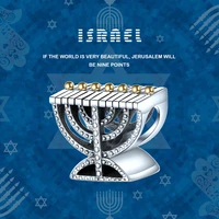 sg 925 sterling silver fashion menorah judaica jewish beads charms for women fit original europe bracelets jewelry making