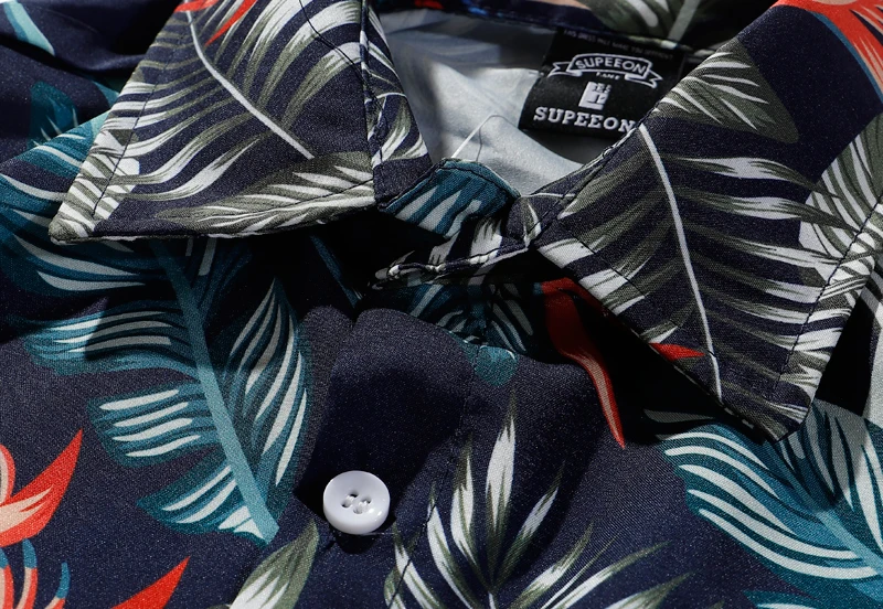 Polyester Men Shirt Short Sleeve Summer Holiday Hawaii T-Shirt Tops Tee
