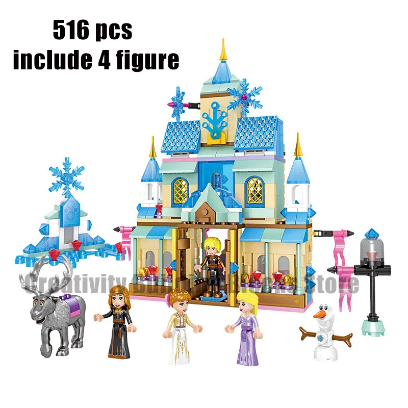 

2021 new Disney Ice and snow Princess magical ice and snow scene 4 in 1 model building block set building block toy children gir