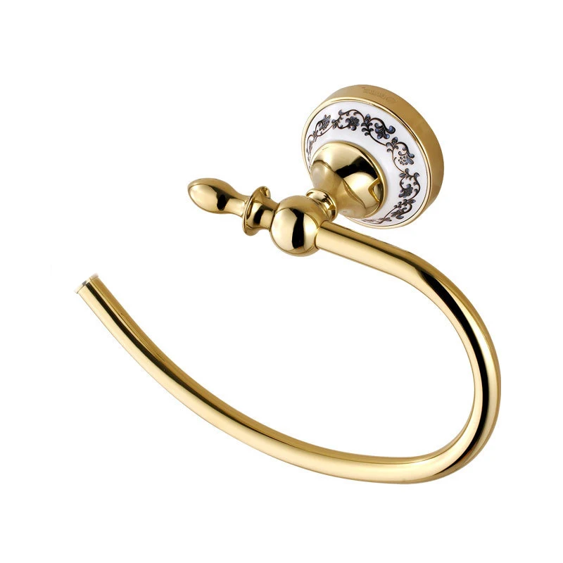 Кольцо для полотенец в винтажном стиле держатель из белого фарфора и золота