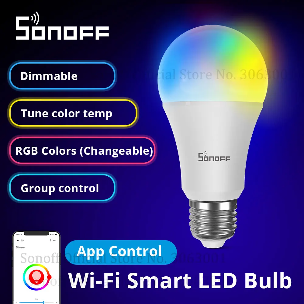 Оптовая продажа SONOFF B05 B A60 светодиодная лампочка с регулированием яркости Wifi