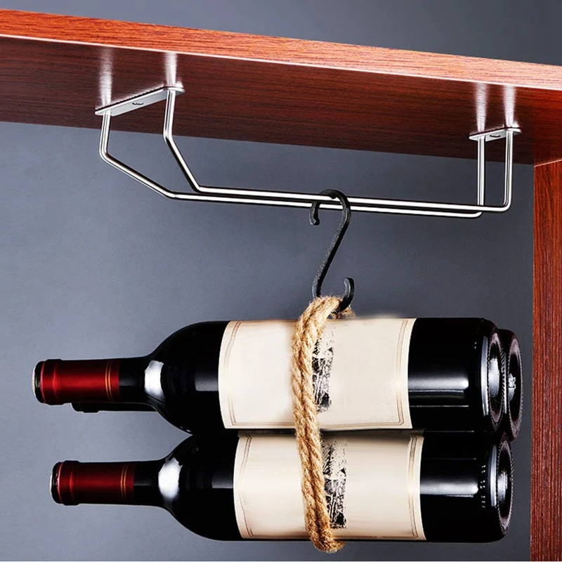 

14-Inch Stainless Steel Wine Glass Rack,Under Cabinet Wine Rack,Goblet Holder,Hanging Stemware Holder for Kitchen,2 Pcs