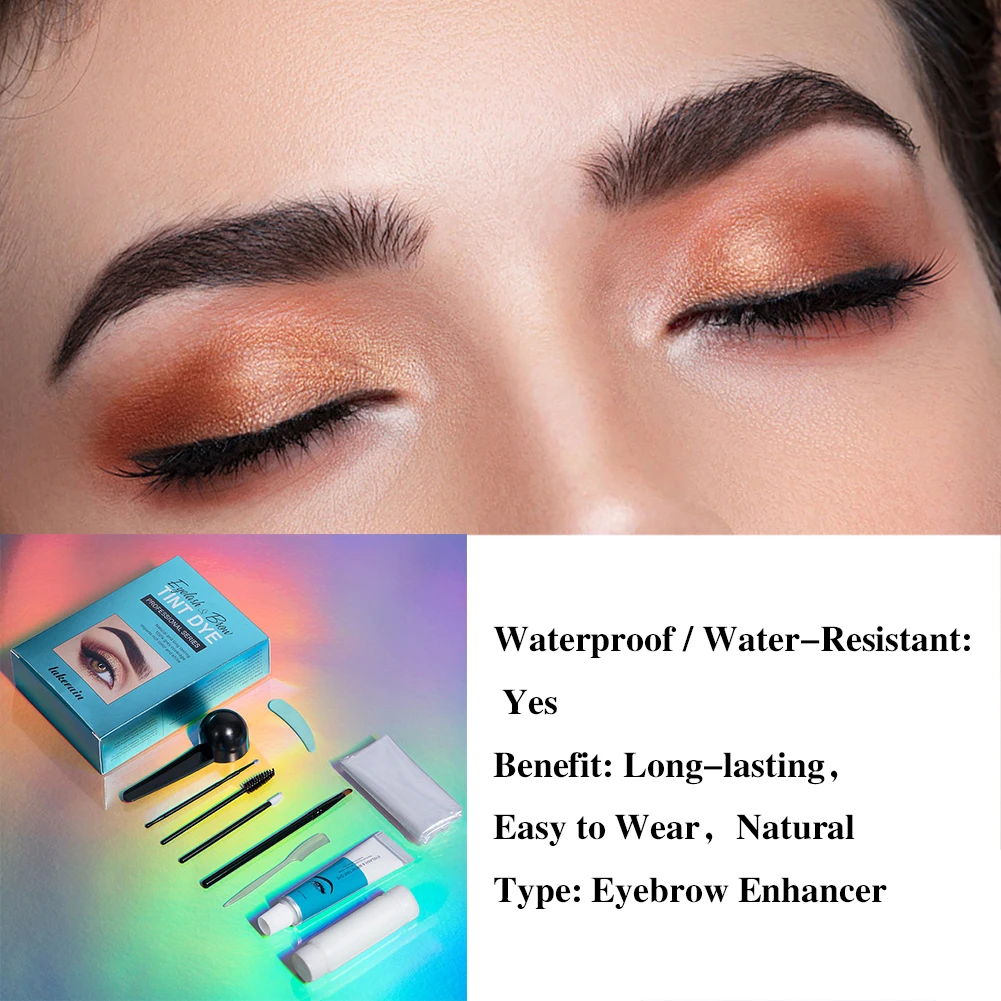 

Eyelashes Eyebrow Beard Mustache Hair Dye Paste Tint Kit Professional Permanent Mascara Color Brow & Lashes Dye Comb Brush Set