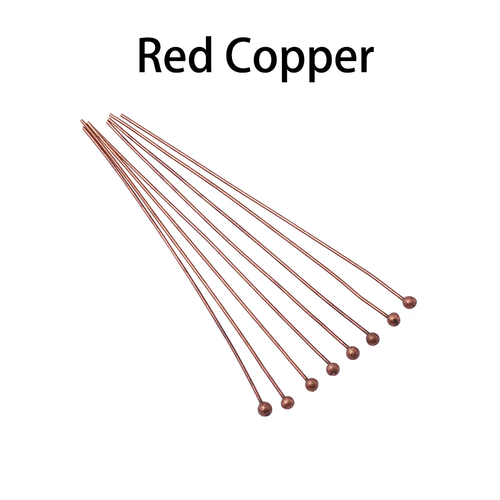 Red Copper 200 шт./лот, длина 16, 20, 25, 30, 35, 40, 50 мм, золото, серебро, металлическая шариковая головка, шпильки для изготовления ювелирных изделий своими руками, диаметр 0,5 мм - Цвет: Red Copper