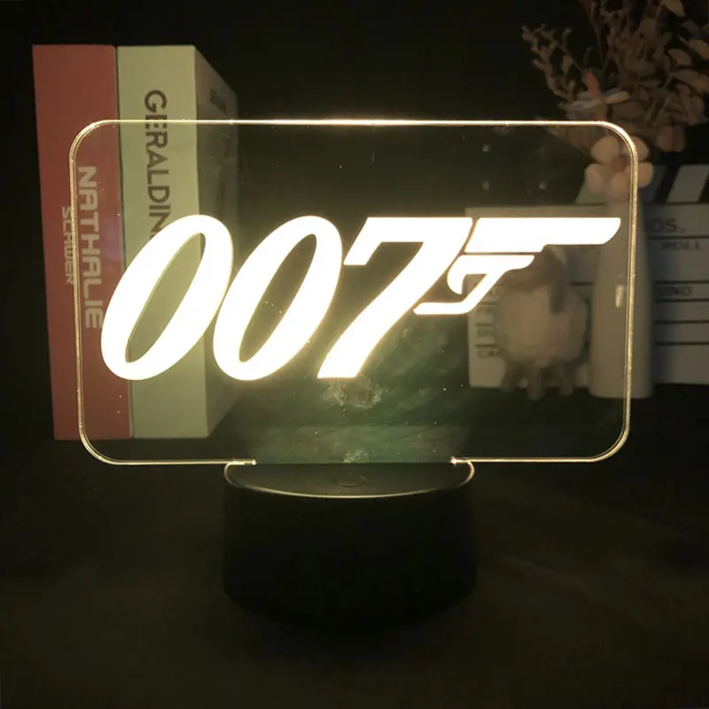 Film 007 James Bond dokunmatik sensör 3D gece lambası yatak odası dekoru sevimli doğum günü hediyesi LED lamba Manga çocuk güzel hediye